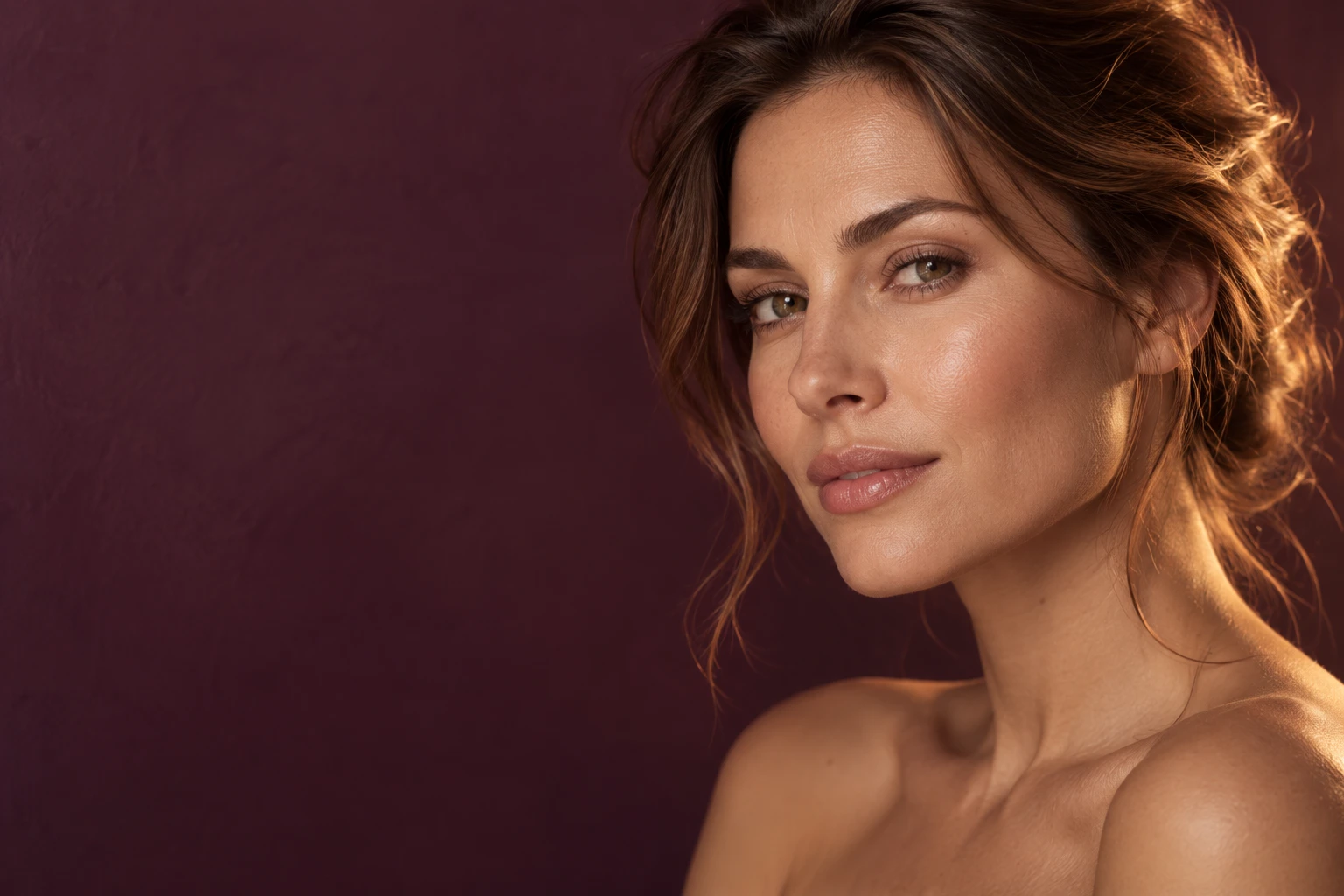 Retrato editorial de uma mulher, modelo fictícia gerada por IA
